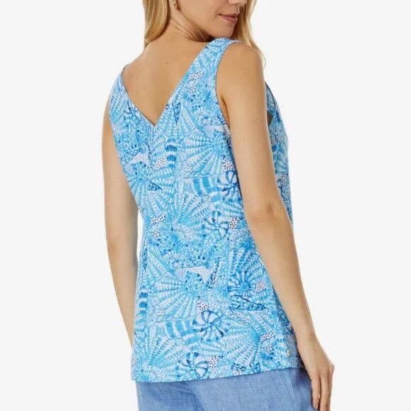 Lilly Pulitzer Florin Sleeveless Linen Top - Amalfi Blue By The Seashore LARGE - Picture 4 of 8